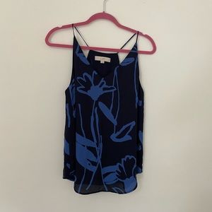 LOFT Navy Floral Blouse